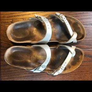 Birkenstock silver Mayari, size 42 narrow.